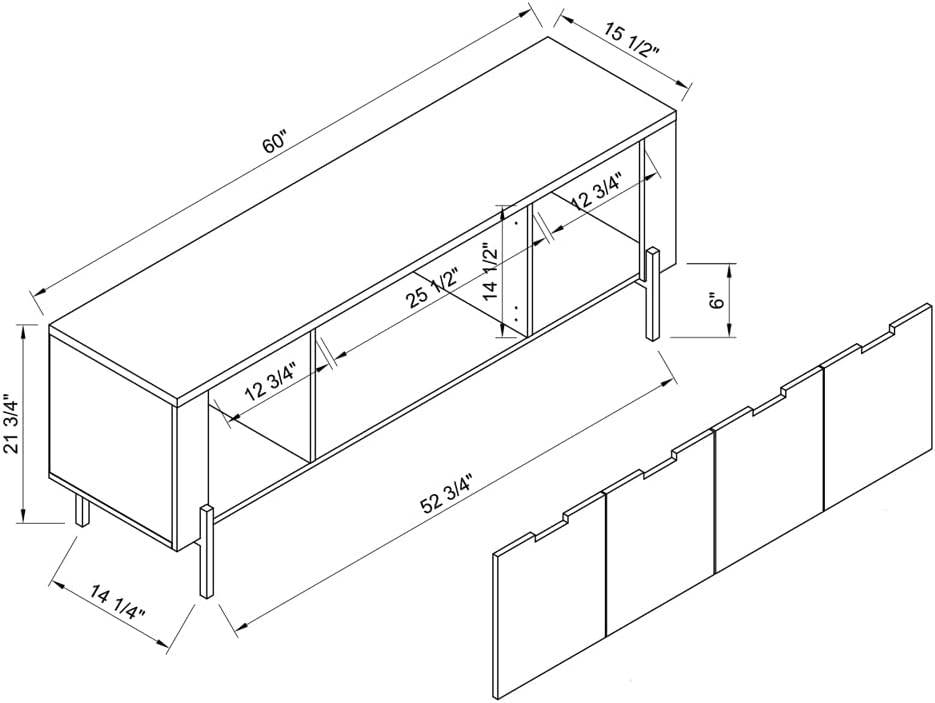 White & Distressed Grey TV Stand with Four Cabinet Doors X47883