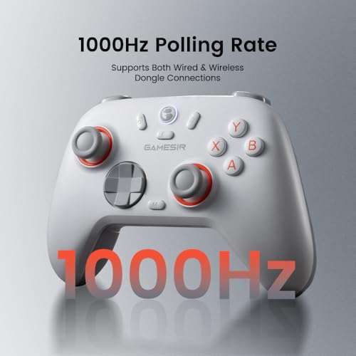 Wireless PC Controller with Hall Effect Joysticks & Triggers, 2.4G & Wired, Remappable Buttons (White) W1389