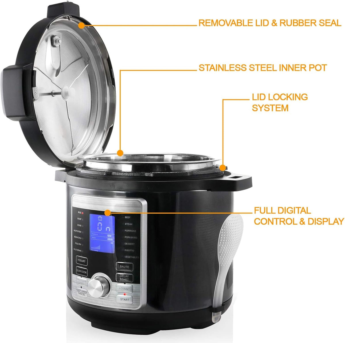 6 Quart Stainless Steel Electric Digital Pressure Cooker N187112