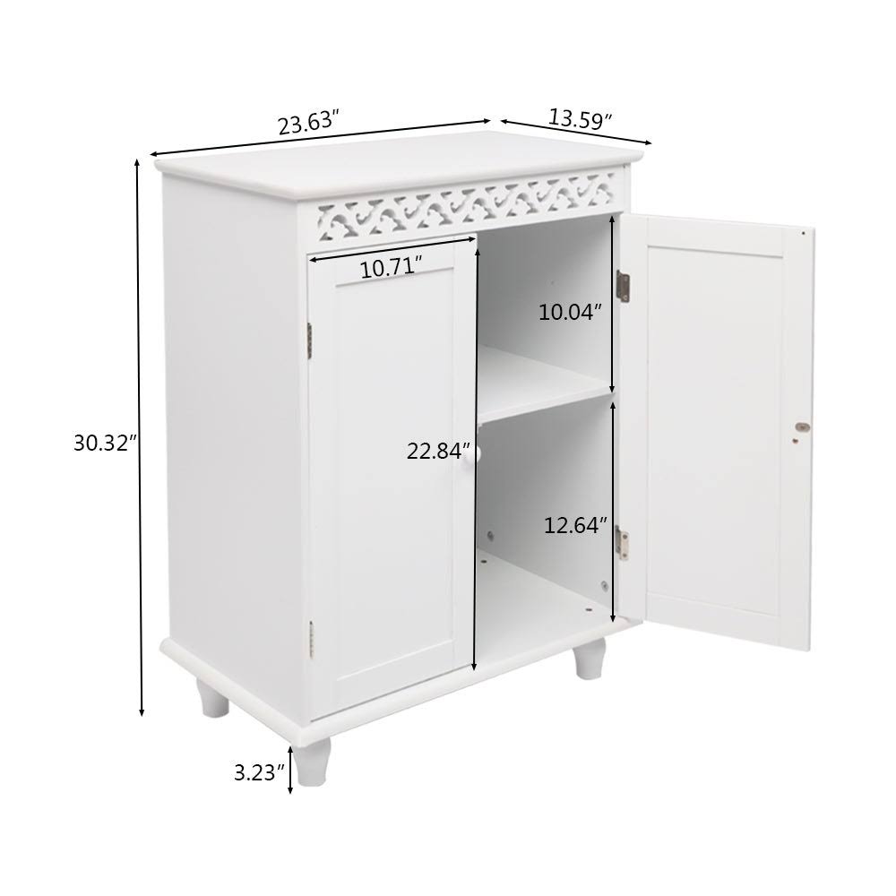 White Glossy Double Door Bathroom Storage Cabinet F389