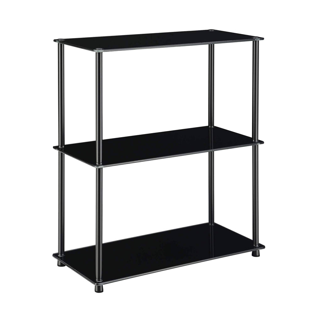 Black 3-Shelf Glass Bookcase Q3802