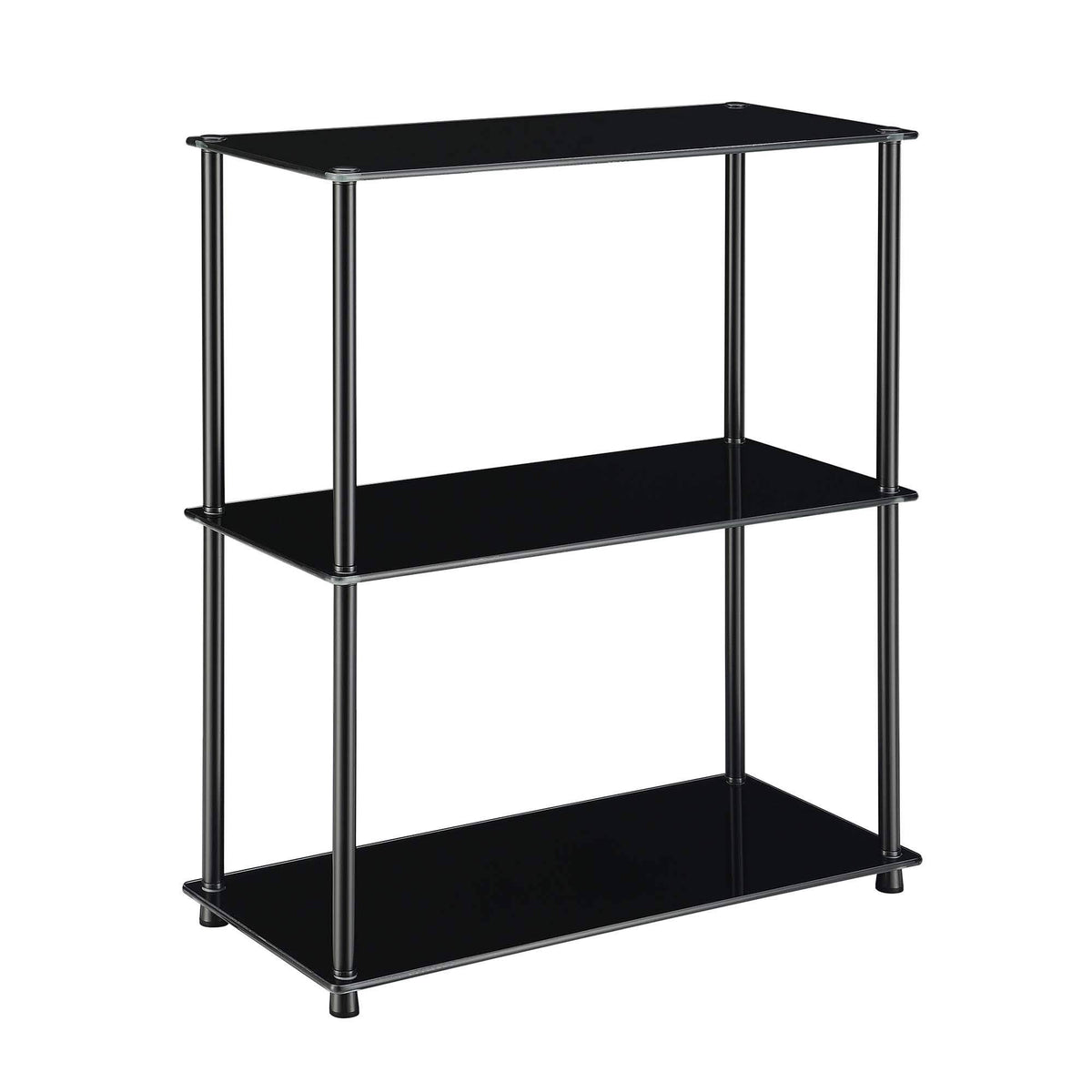 Black 3-Shelf Glass Bookcase Q3802