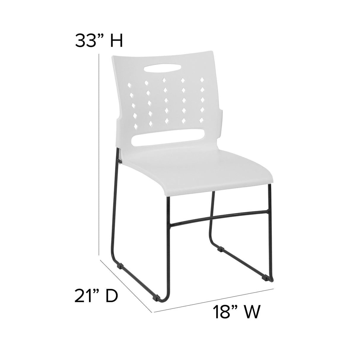 White Sled Base Stack Chair with Air-Vent Back C222