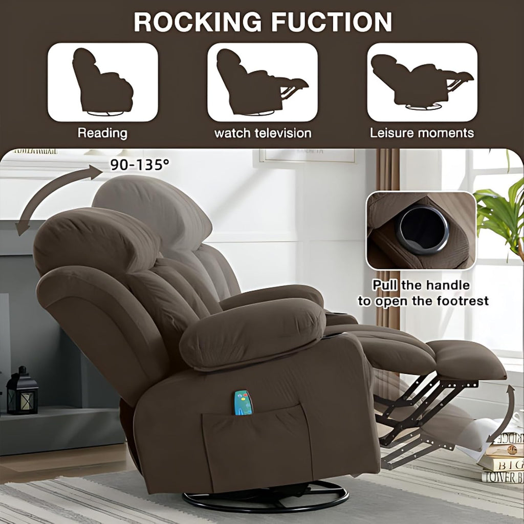 Brown Swivel Massage Recliner Sofa N64221