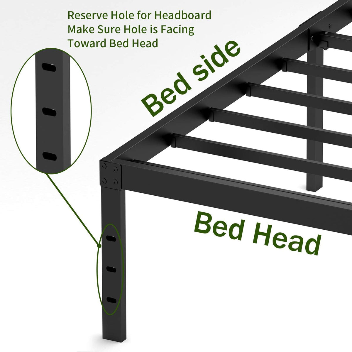 18 Inch Metal Platform Bed Frame Queen Black W85429