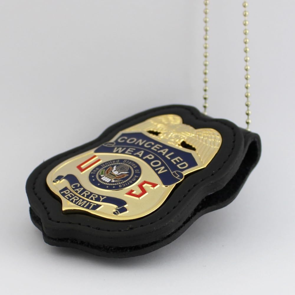 Metal Concealed Weapon Carry Permit Badge & Leather Holder N103818