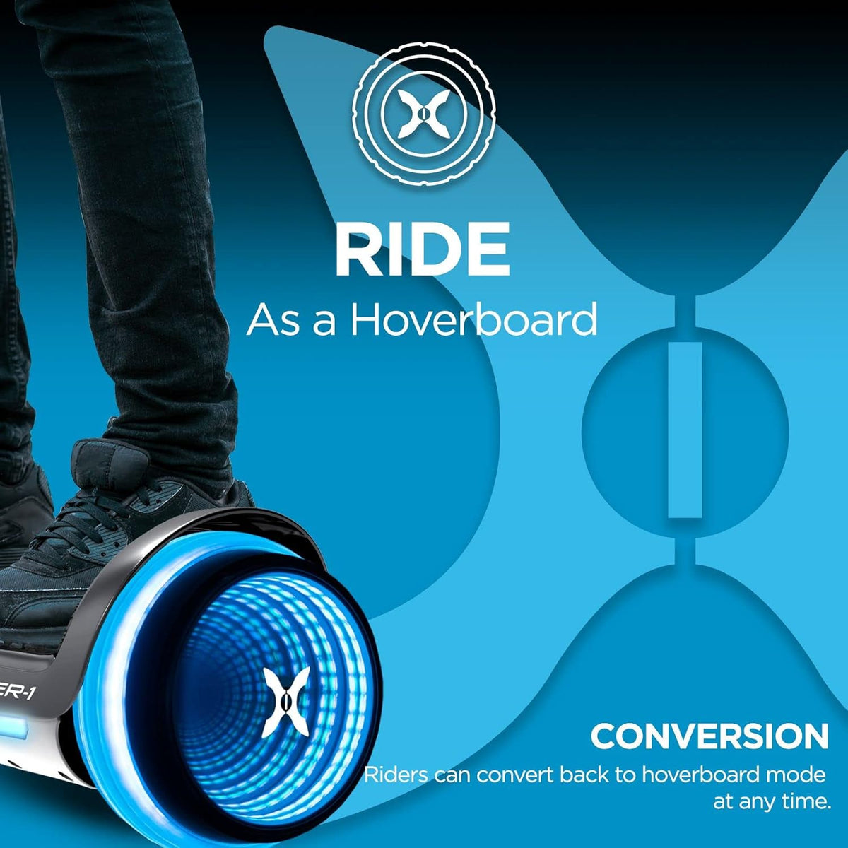 Black Hoverboard with Seat Attachment, 7 MPH, 6 Mile Range, 400W Motor, 220lbs Max Weight F5454