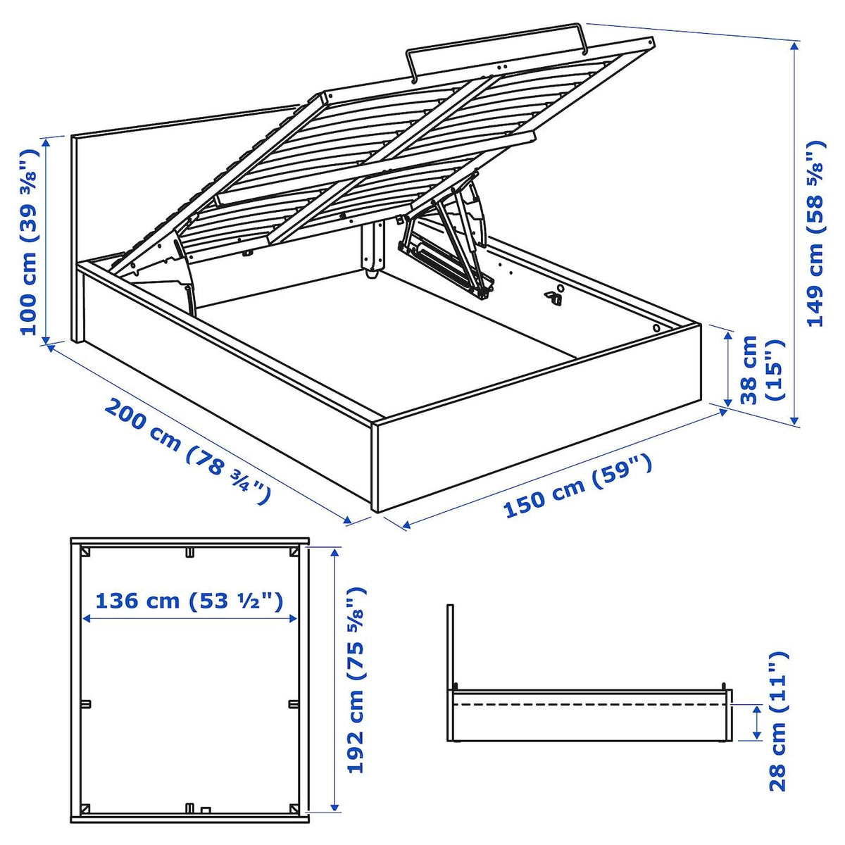 White Full/Double Storage Bed F826539
