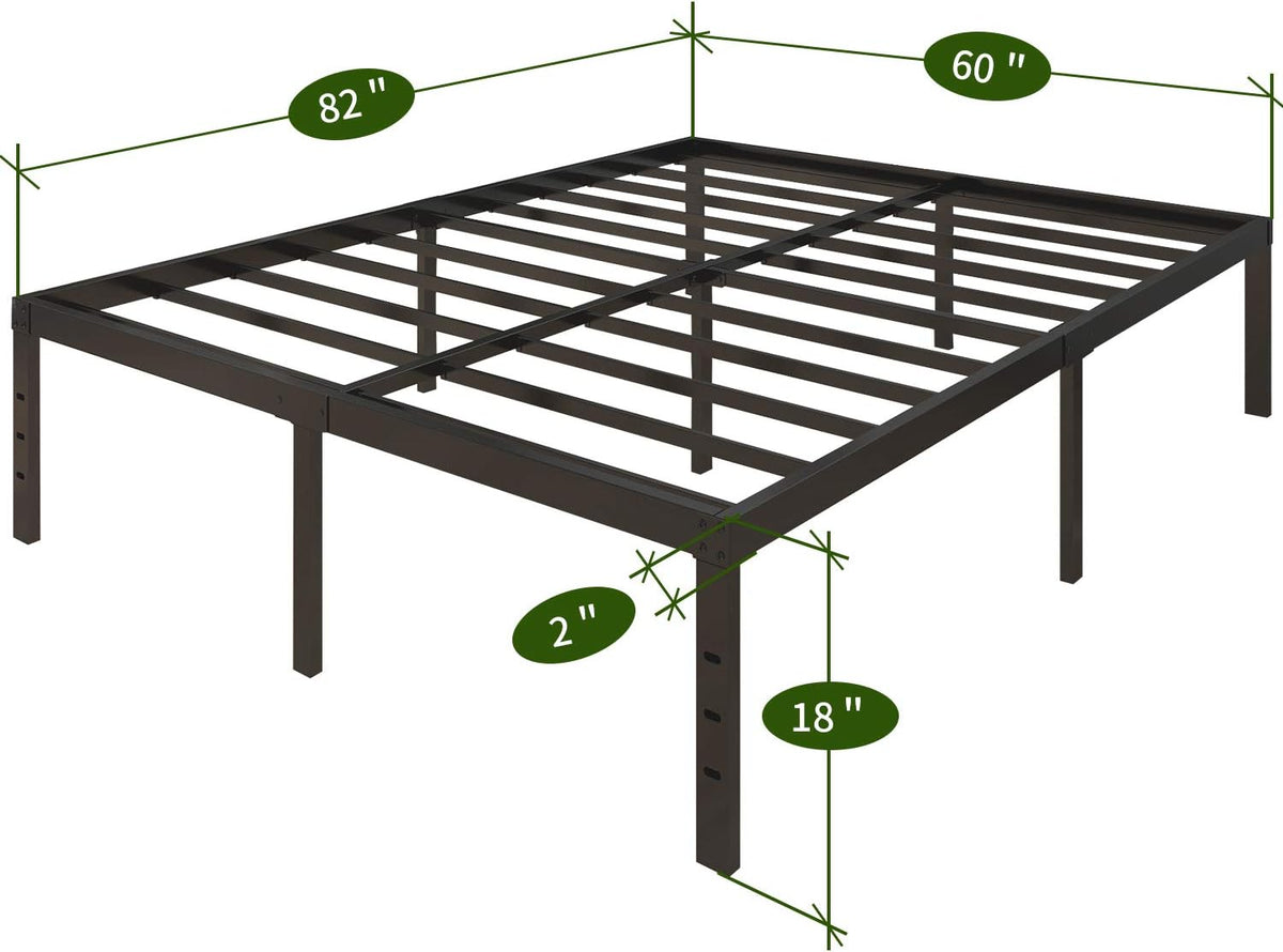 18 Inch Metal Platform Bed Frame Queen Black W85429