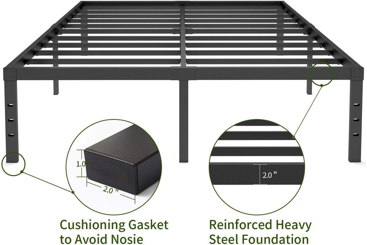 18 Inch Metal Platform Bed Frame Queen Black W85429