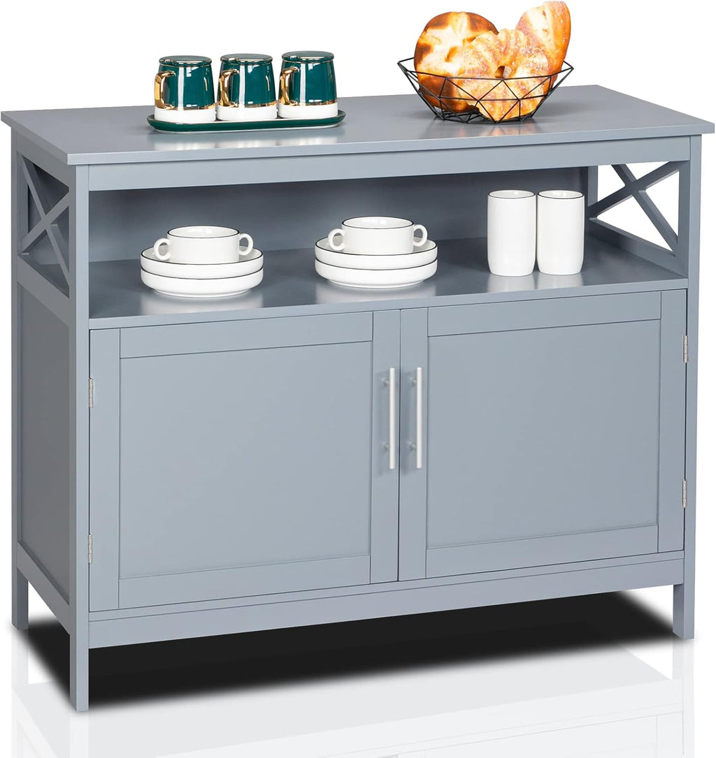 Brown Buffet Cabinet with Open Shelf R738297