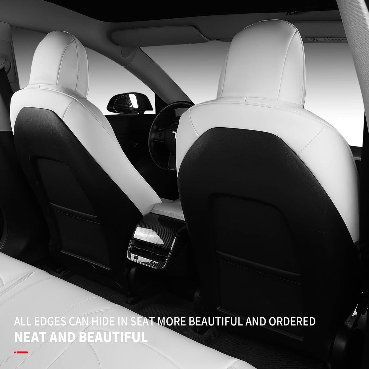 White Nappa Leather Car Seat Covers Q704