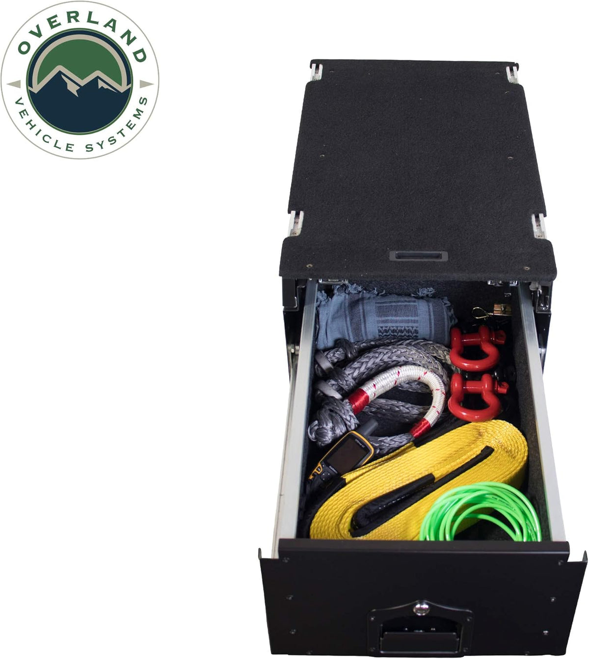 Black Powder Coat Cargo Box With Slide Out Drawer & Working Station M8068