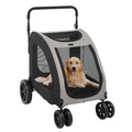 3 Wheels Foldable Pet Stroller with Cup Holder & Storage Basket (Black) X2123