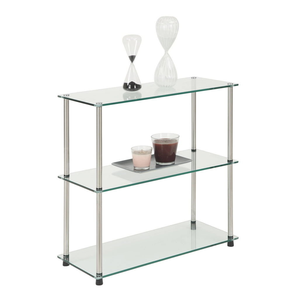 Black 3-Shelf Glass Bookcase Q3802