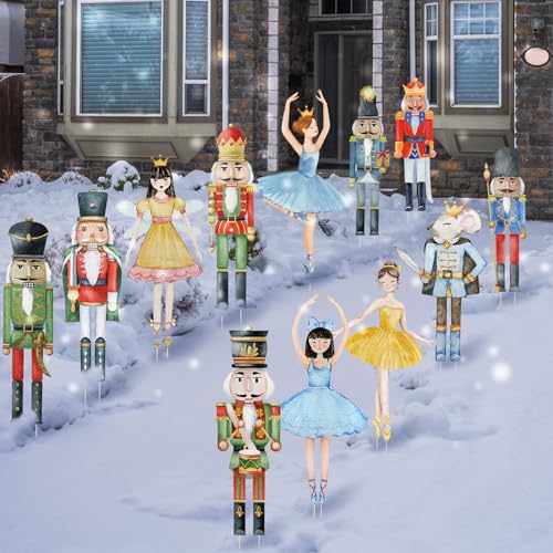 12 Pcs Christmas Nutcracker Yard Signs with Stakes L3496
