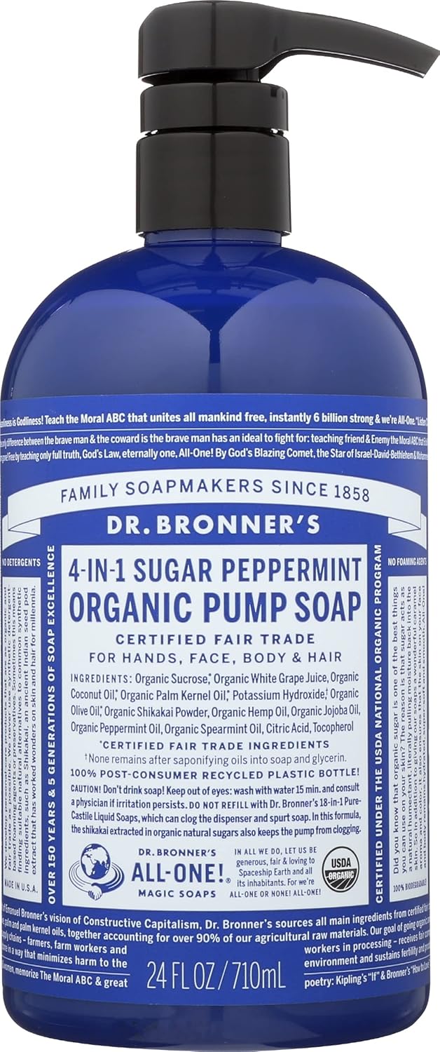 Organic Sugar Peppermint Liquid Soap, 24 Fluid Ounce A413