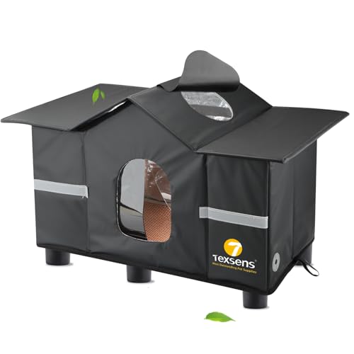 Weatherproof Large Cat Shelter with Roof Window and Cozy Cushion P146569