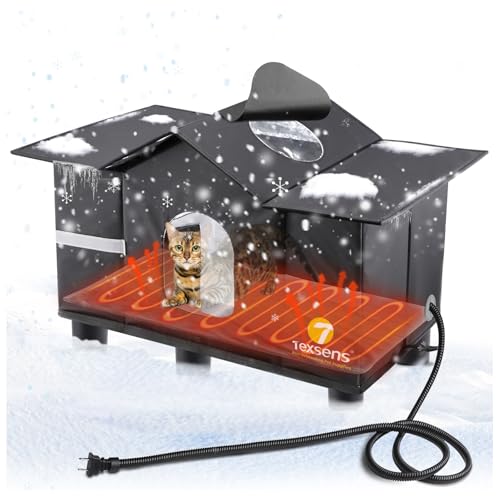 Weatherproof Large Cat Shelter with Roof Window and Cozy Cushion P146569
