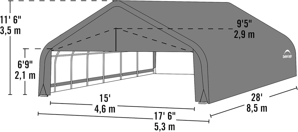 Grey 18'x28'x12' Peak Style Shelter G2164
