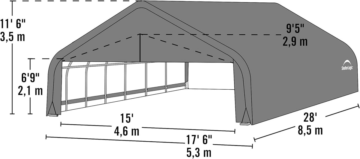 Grey 18'x28'x12' Peak Style Shelter G2164