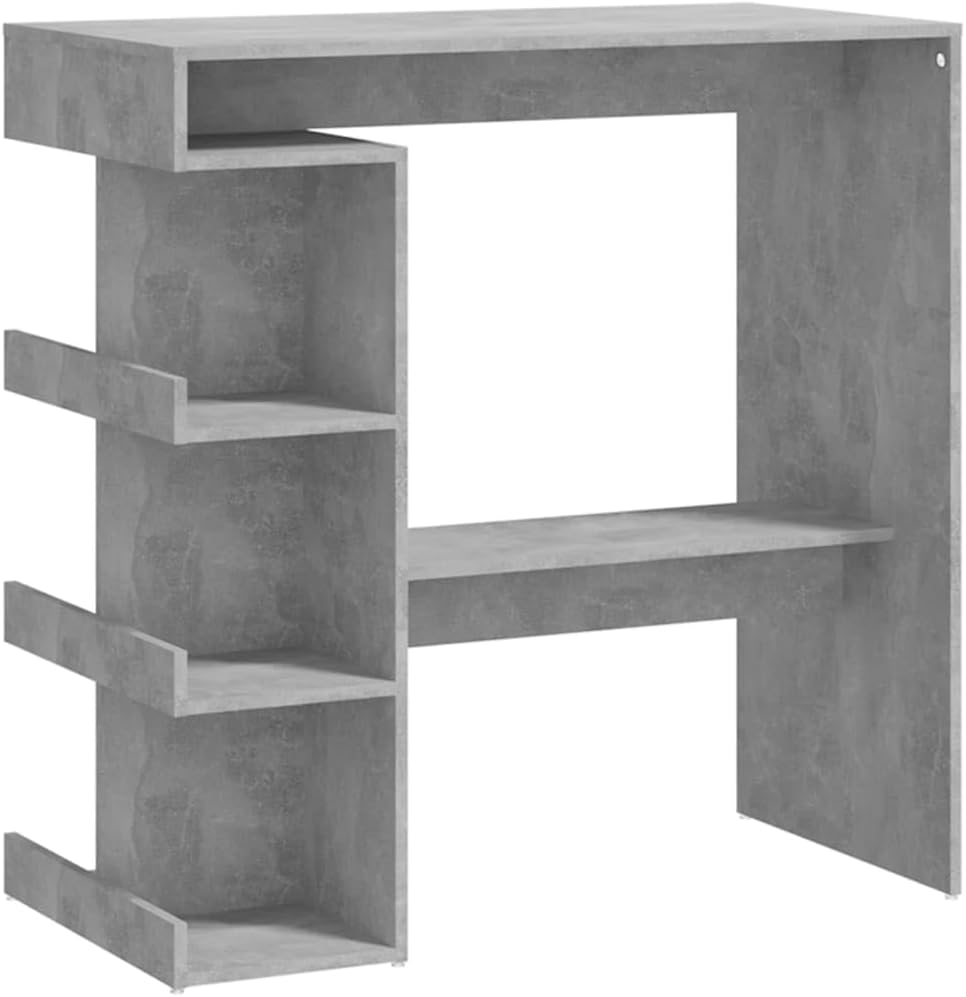 Concrete Gray Bar Table with Storage Rack A997347