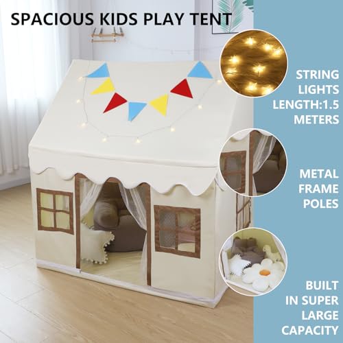Kids Play Tent with Floor, Star Light, Large Playhouse, Castle Play Tent S712403