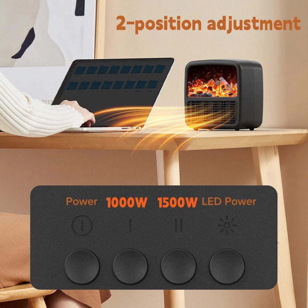 1500W Portable Electric Ceramic Space Heater with Adjustable Thermostat D912919