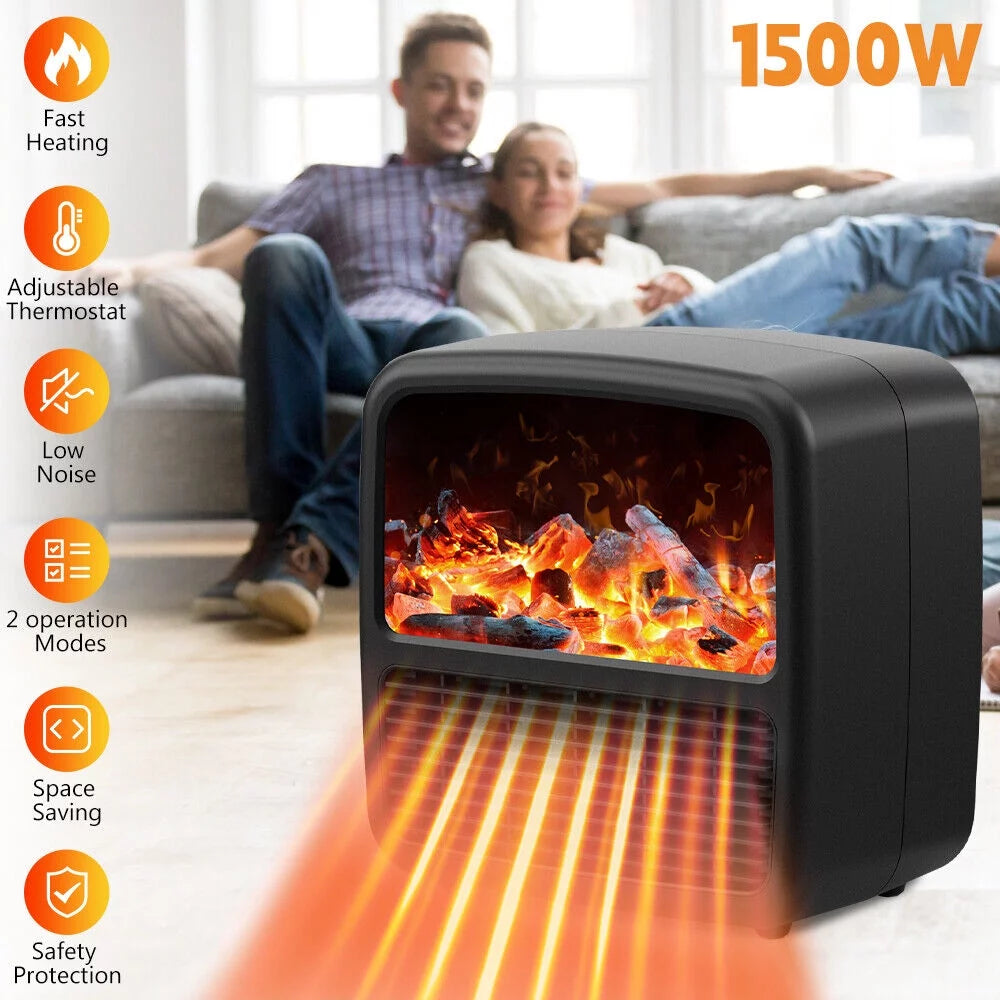 1500W Portable Electric Ceramic Space Heater with Adjustable Thermostat D912919