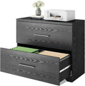 2 Drawer Wood Lateral File Cabinet with Anti-tilt Mechanism, Gray Oak D172975
