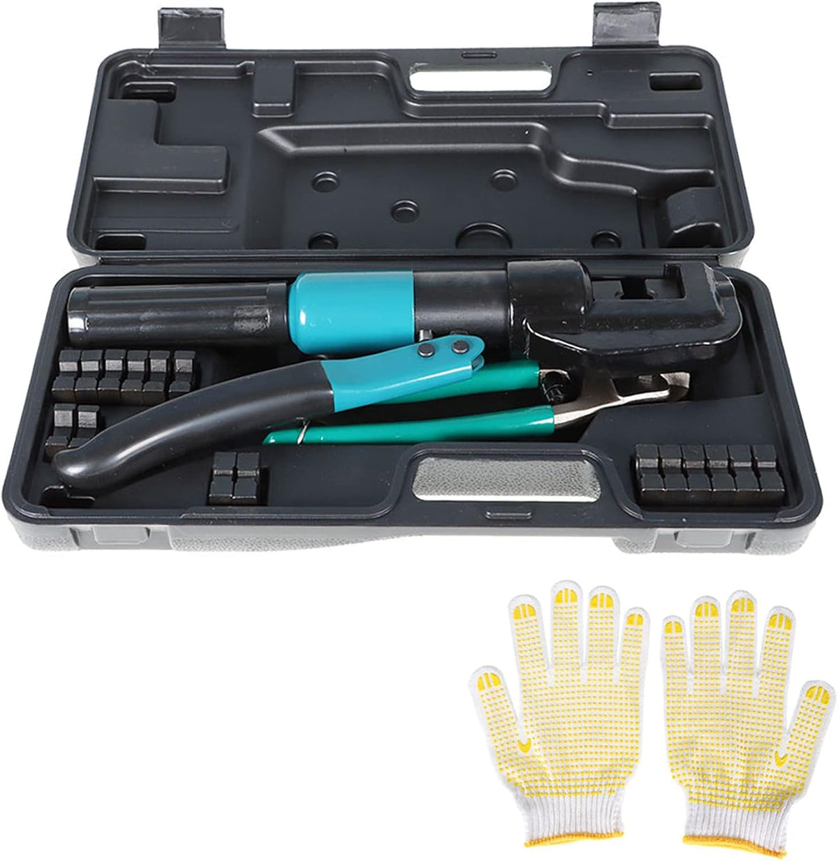 10 Ton Hydraulic Wire Crimper Tool with 9 Pairs of Dies T4642