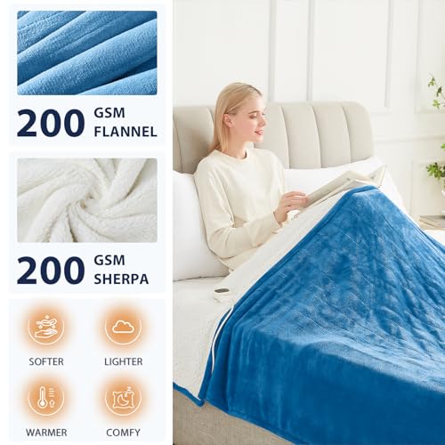 50"x60" Flannel Sherpa Electric Heated Blanket Throw U8893