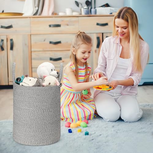 Pink Woven Cotton Rope Laundry Basket Hamper C4988