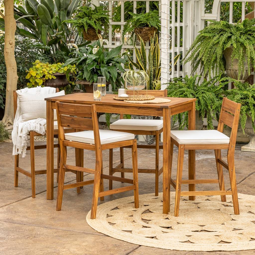 Brown 5-Piece Acacia Counter Height Dining Group N5362