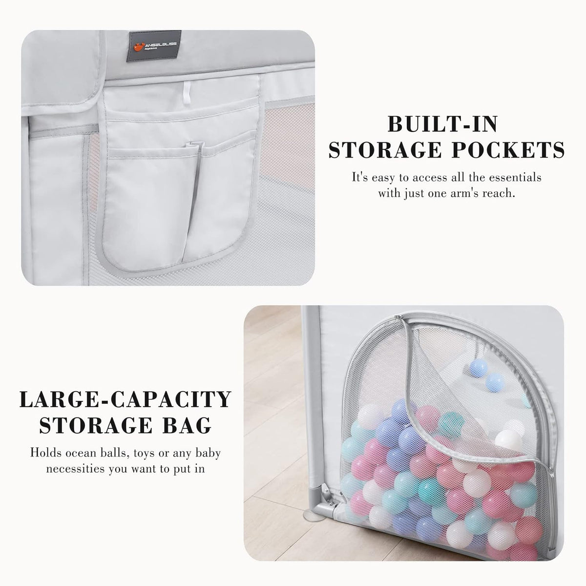 Grey 63”x47” Baby Playpen with Breathable Mesh Z865