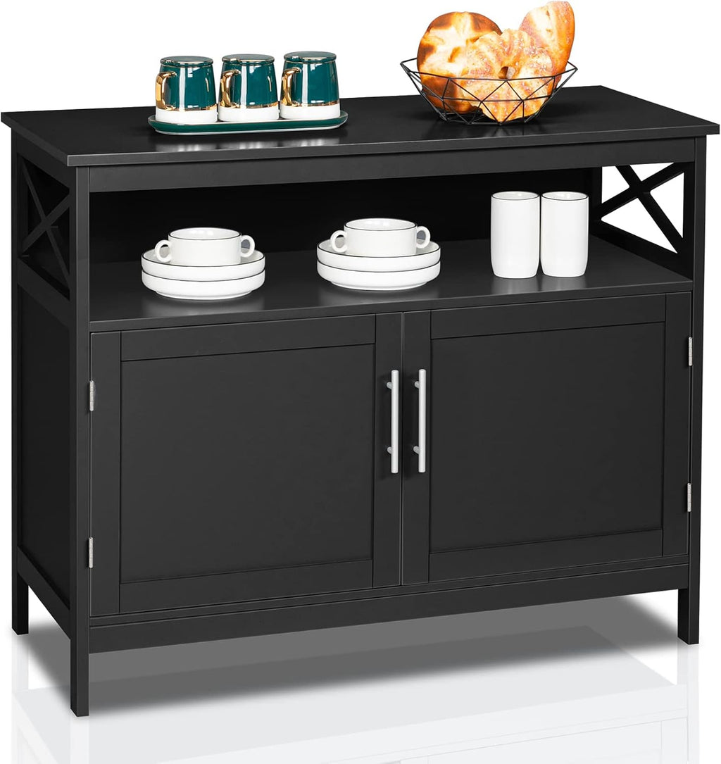 Brown Buffet Cabinet with Open Shelf R738297