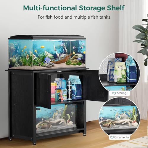 Fish Tank Stand with Cabinet, Metal, 1000LBS O16313