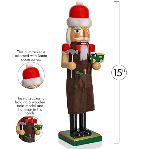 Red and Green Wooden Nutcracker Doll 15" Z464370