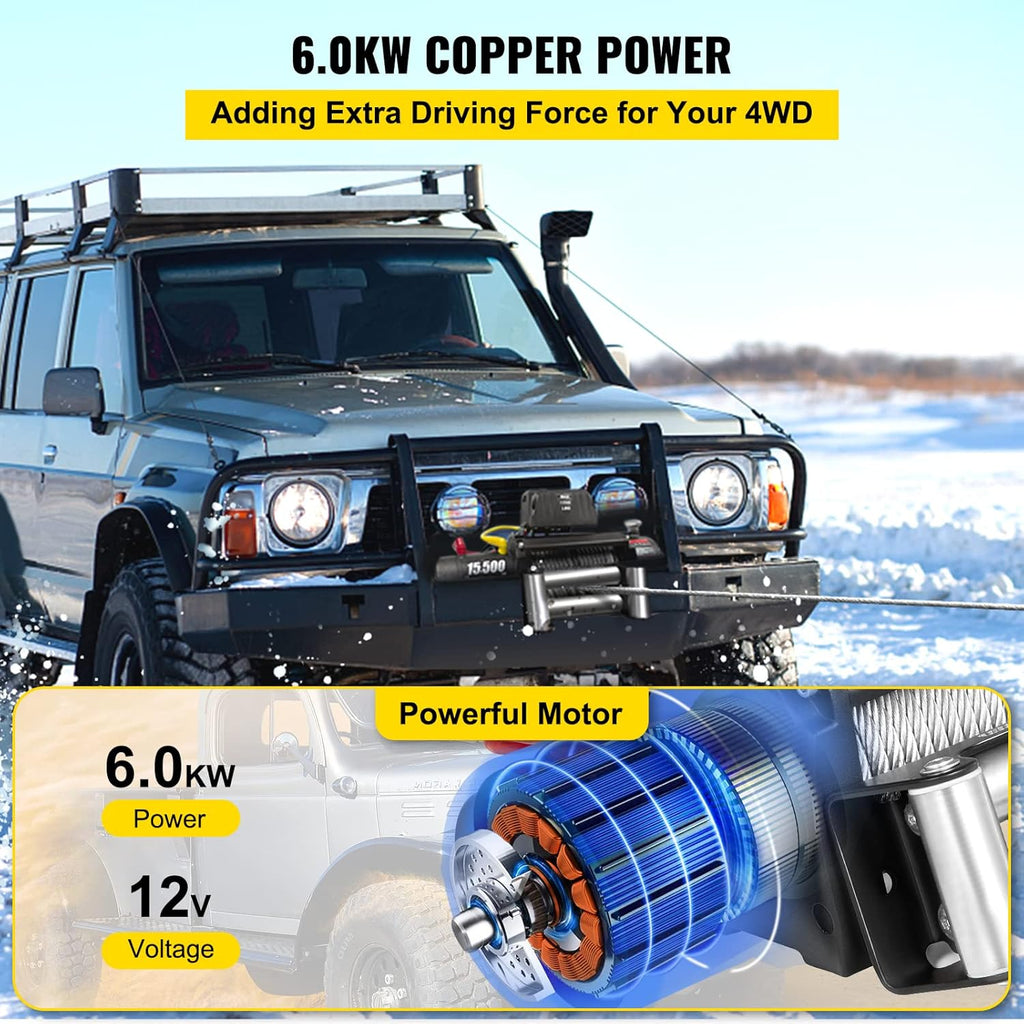 15500lb 12V Electric Winch with Wireless Remote Control R731