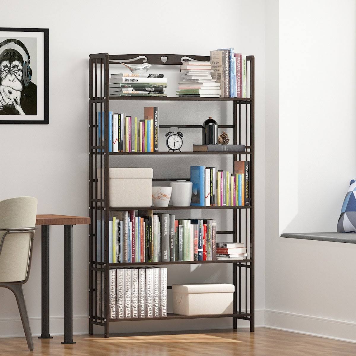 5 Shelf Solid Wood Bookshelf P5917