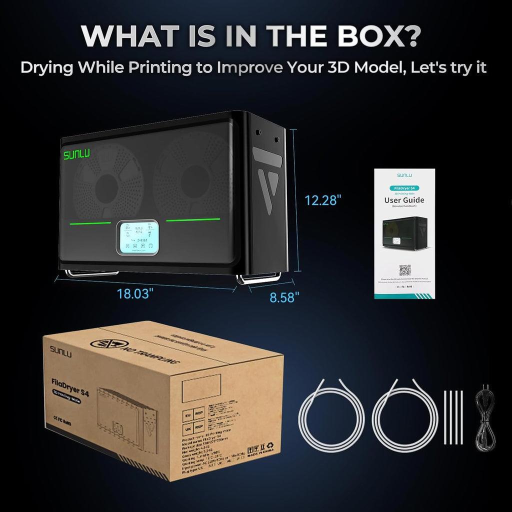 4 Spool Filament Dryer with Auto Humidity Control and PTC Heater E8939