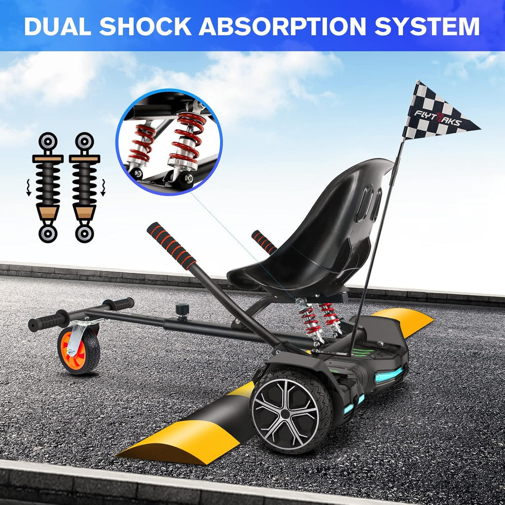 8.5" Offroad Tires Hoverboard Bundle with Music Speaker and Go Kart Attachment U65388