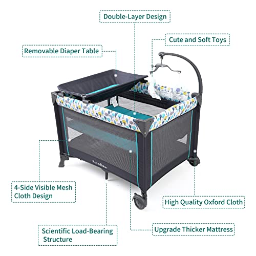 Portable Baby Playpen with Detachable Bassinet and Changing Table S923