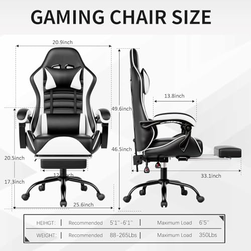 Blue PU Leather Ergonomic Gaming Chair with Footrest S301