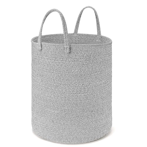 Pink Woven Cotton Rope Laundry Basket Hamper C4988