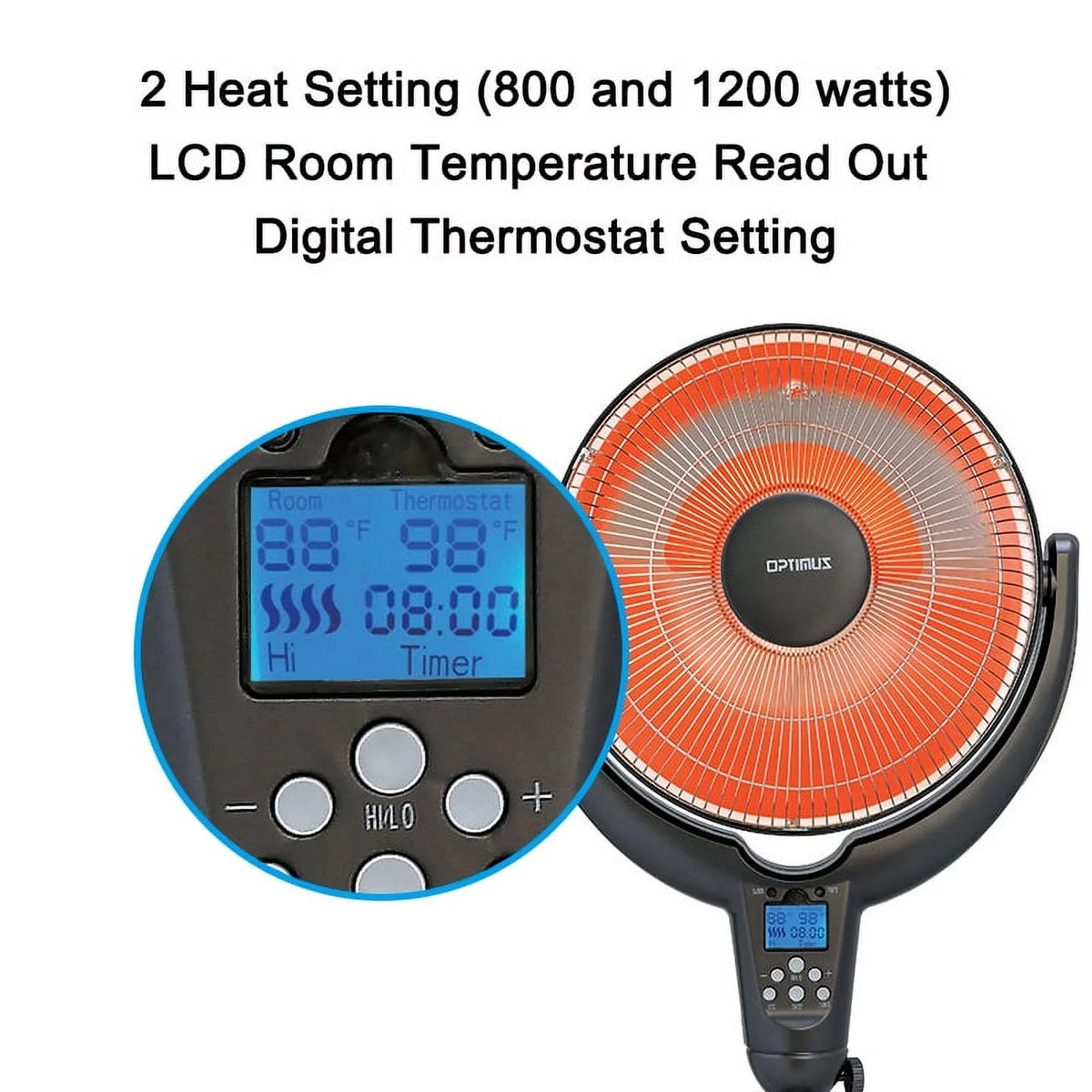 14" Adjustable Oscillating Pedestal Heater with Remote Control E46277