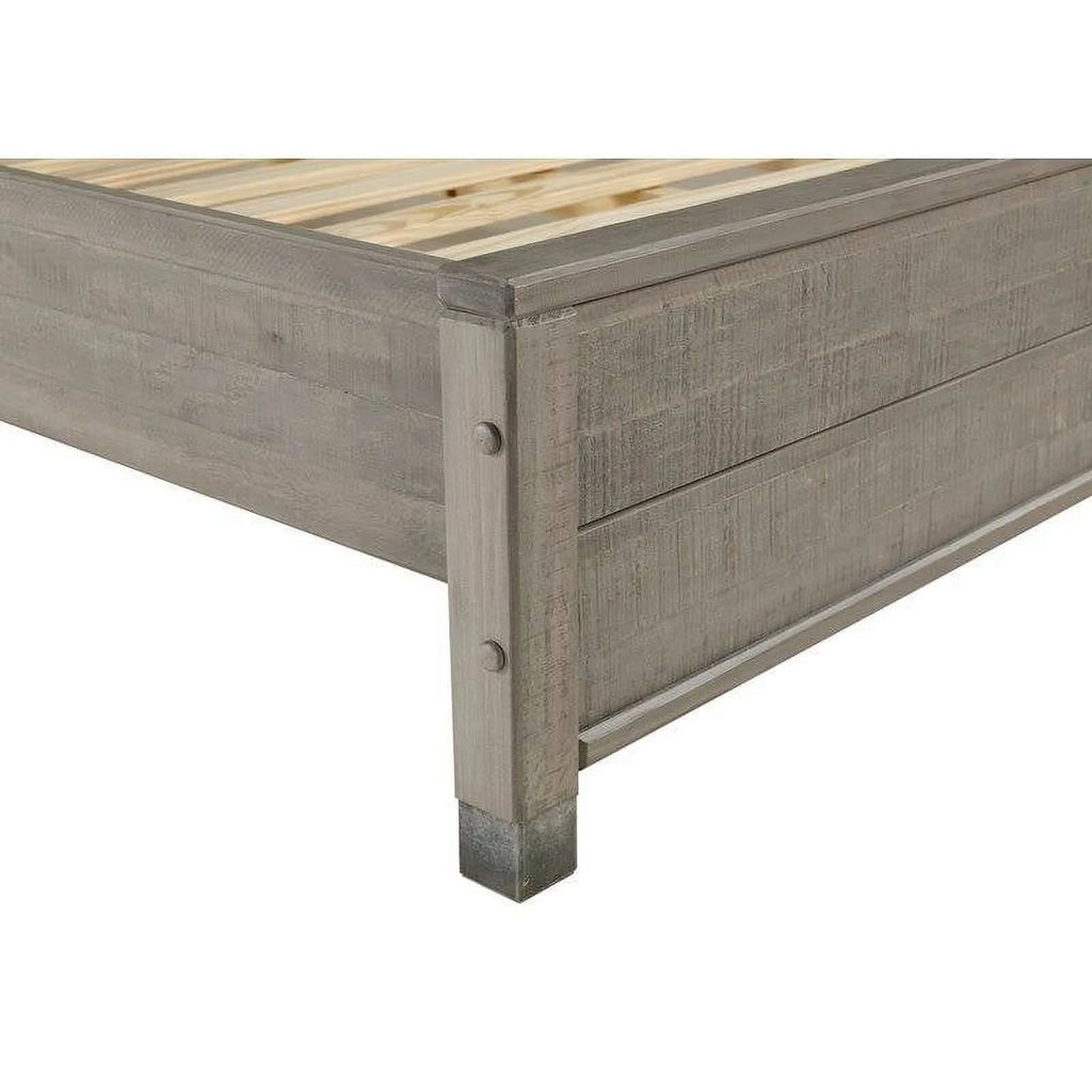 Grey Queen Solid Wooden Platform Bed Frame with Headboard G374319