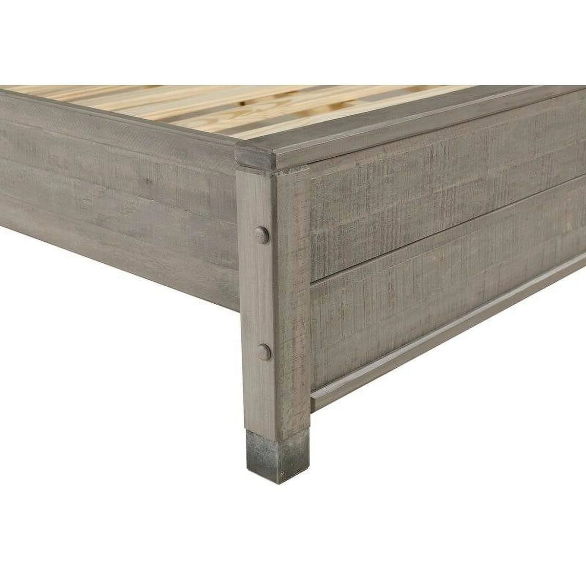 Grey Queen Solid Wooden Platform Bed Frame with Headboard G374319