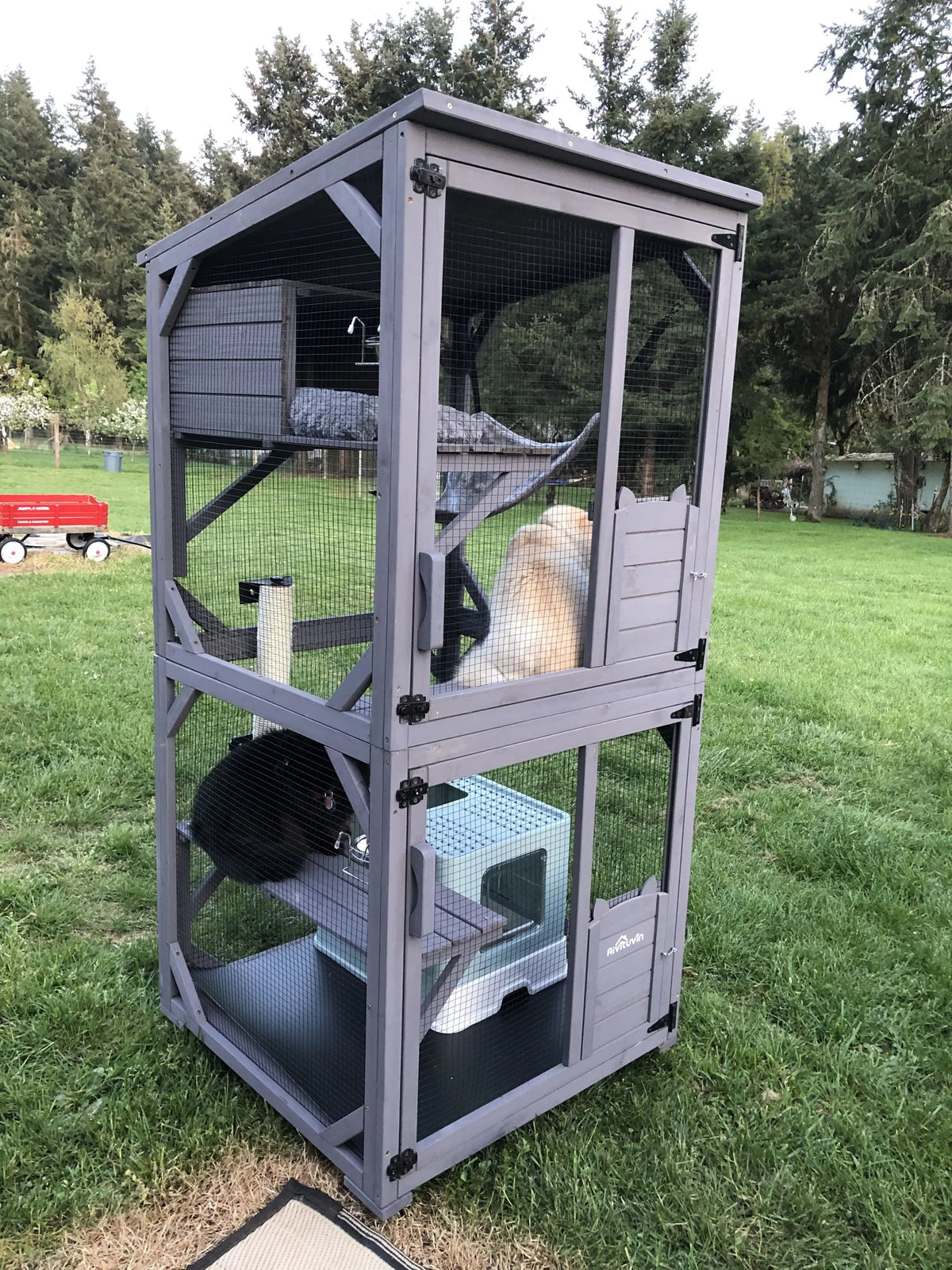 Wooden Catio Cat Enclosure with 3 Platforms R3978