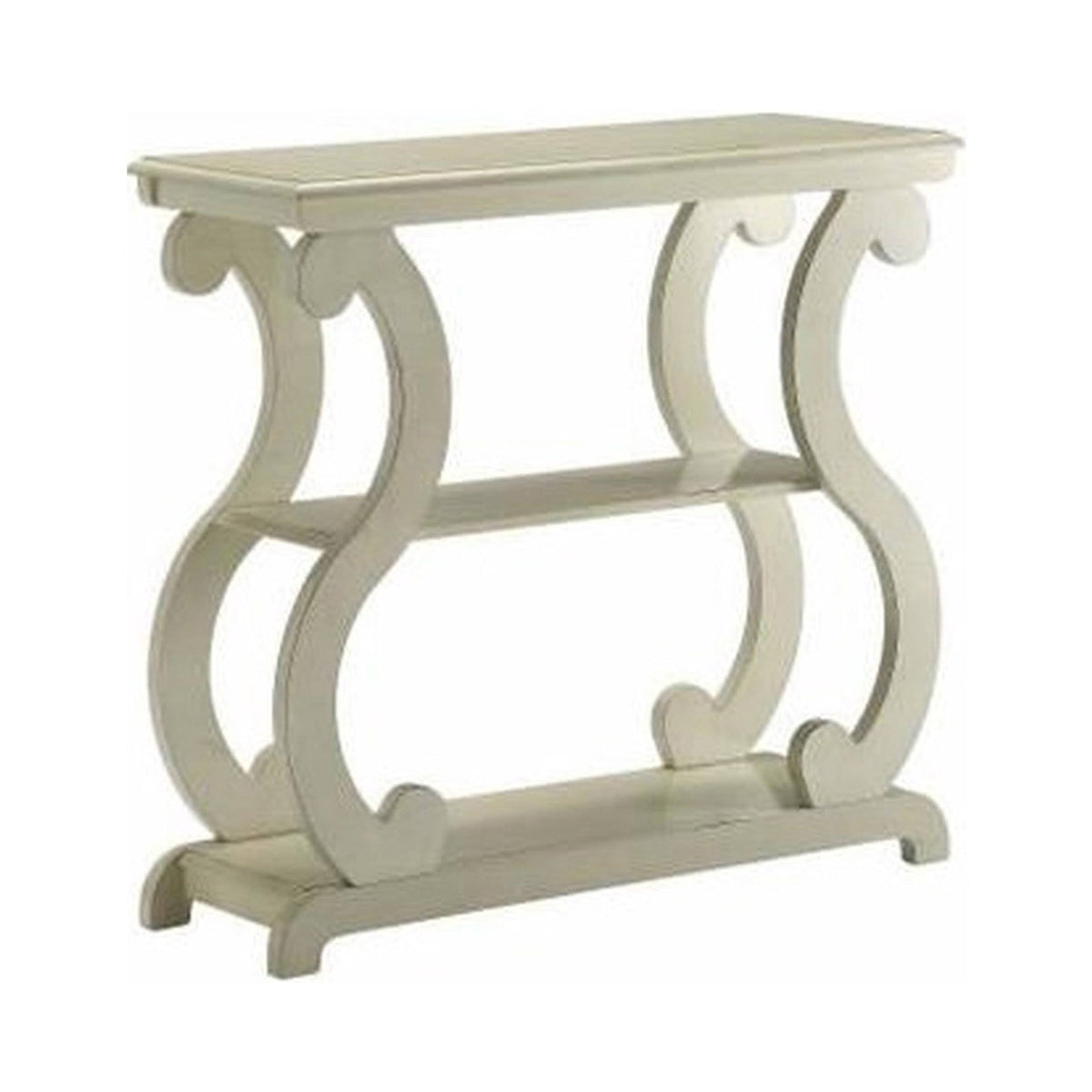 White Wooden Console Table with 2 Open Bottom Shelves G132600